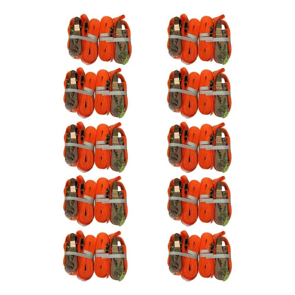 Banda Eslinga Amarre Carga Con Matraca 2x16 18piezas Naranja